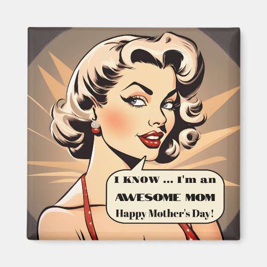 レトロおもしろい漫画の母の日の磁石 マグネット (正面)