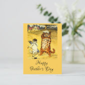 レトロおもしろい父の日ゴルフ猫&キャディ シーズンポストカード (スタンド正面)