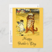 レトロおもしろい父の日ゴルフ猫&キャディ シーズンポストカード (正面/裏面)