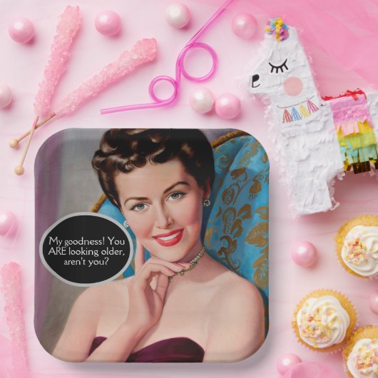 レトロおもしろい皮肉な女性誕生日 ペーパープレート (パーティー)