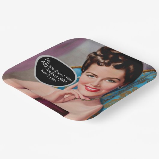 レトロおもしろい皮肉な女性誕生日 ペーパープレート (傾斜あり)