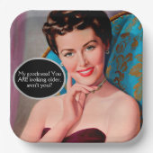 レトロおもしろい皮肉な女性誕生日 ペーパープレート (正面)