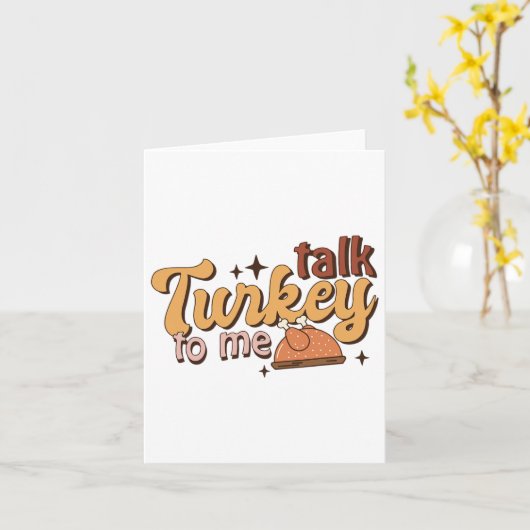 レトロおもしろい秋感謝祭トークトルコ私に行く カード (黄色い花)