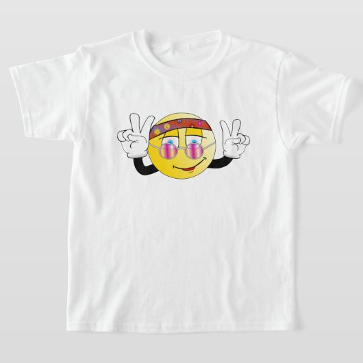 レトロおもしろい絵文字ピースデザインTシャツ。 Tシャツ (レイダウン)