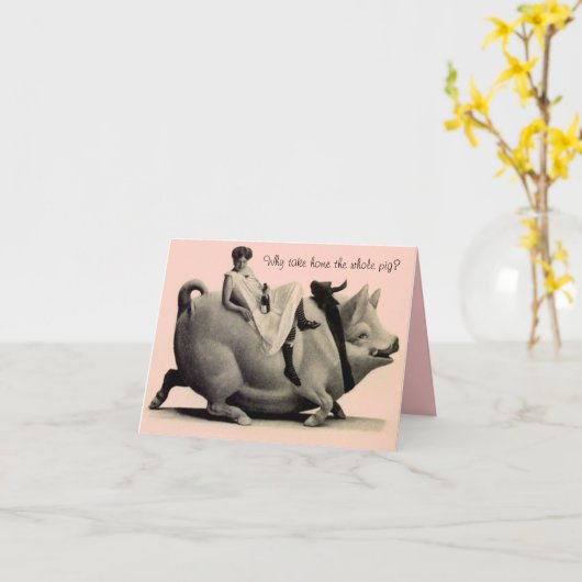 レトロおもしろい誕生日カードレディーオンピグことわざ カード (黄色い花)