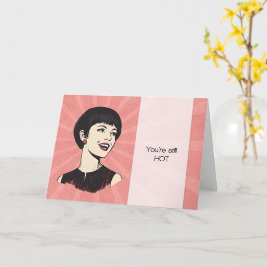 レトロおもしろい誕生日カード付き漫画レディ カード (黄色い花)