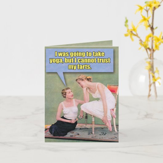 レトロおもしろい誕生日カード – ファーツを信頼 カード (黄色い花)