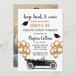 レトロおもしろい車で撮影パーティーでドライブ 招待状