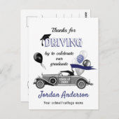 レトロおもしろい車の運転を卒業ありがとう ポストカード (正面/裏面)
