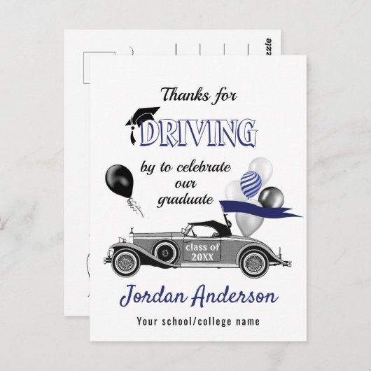 レトロおもしろい車の運転を卒業ありがとう ポストカード (正面/裏面)