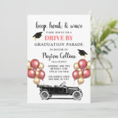 レトロおもしろい車の運転BY写真卒業パーティー 招待状 (スタンド正面)