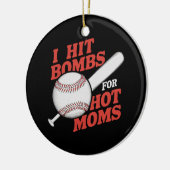 レトロおもしろい野球で熱いママに爆弾を当てる セラミックオーナメント (左)