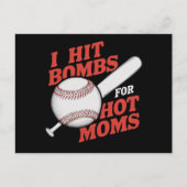 レトロおもしろい野球で熱いママに爆弾を当てる ポストカード (正面)