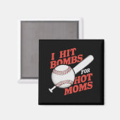 レトロおもしろい野球で熱いママに爆弾を当てる マグネット (正面/裏面)