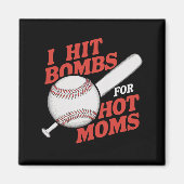 レトロおもしろい野球で熱いママに爆弾を当てる マグネット (正面)