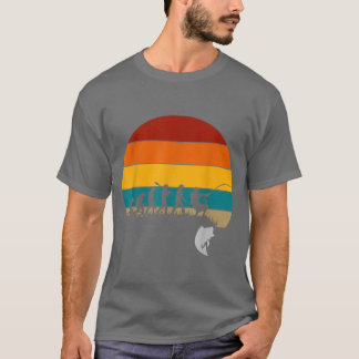 レトロおもしろい魚釣り進化 Tシャツ