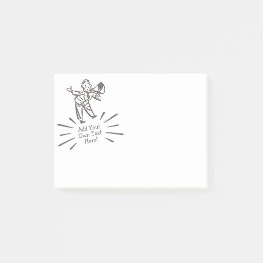 レトロおもしろい・メガホンマンが君のメッセージを放送 ポストイット (正面)