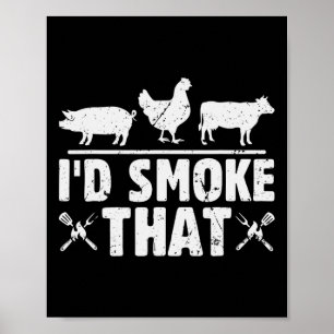 レトロおもしろいBbqパーティースモーカーシェフパパI'd Smoke Th ポスター