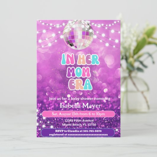 レトロおもしろいin彼女の母の時代ベビーシャワー招待状 招待状 (スタンド正面)