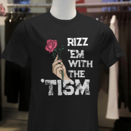レトロおもしろいRizz em with the tism グランジ flower Tシャツ