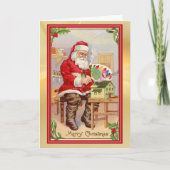 レトロおもちゃメーカーのサンタクロースクリスマス カード (正面)