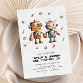 レトロおもちゃロボット子供の誕生日 招待状