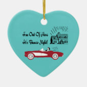 レトロおよびヴィンテージのBuncoの赤いコンバーチブル セラミックオーナメント (正面)