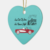 レトロおよびヴィンテージのBuncoの赤いコンバーチブル セラミックオーナメント (左)