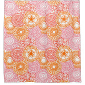 レトロお尻おもしろいハッピーサマーフローラルパターン シャワーカーテン (正面)