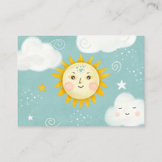 レトロお洒落の太陽と雲の本ベビー エンクロージャーカード (裏面)