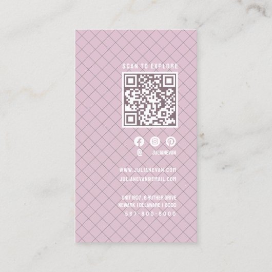 レトロお洒落アーチダスティピンクビジネスカード 名刺 (裏面)