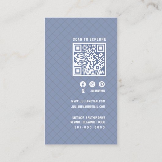 レトロお洒落アーチダスティブルービジネスカード 名刺 (裏面)