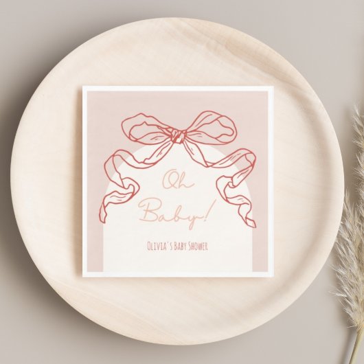 レトロお洒落オレンジ色の手引き弓ベビーシャワー スタンダードランチョンナプキン