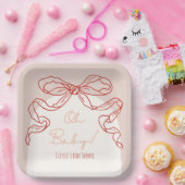 レトロお洒落オレンジ色の手引き弓ベビーシャワー ペーパープレート (パーティー)