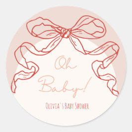 レトロお洒落オレンジ色の手引き弓ベビーシャワー ラウンドシール