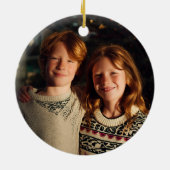 レトロお洒落クリスマストラックファミリー写真 セラミックオーナメント (裏面)