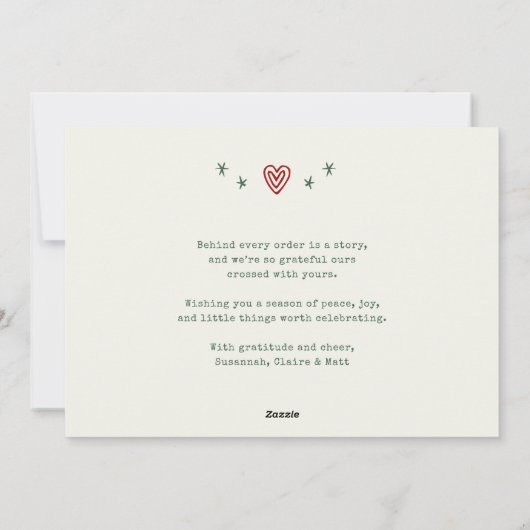 レトロお洒落クリスマストラック小規模企業 シーズンカード (裏面)