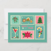 レトロお洒落グリーンとピンク シーズンカード (正面)