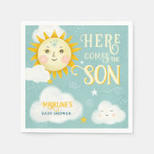 レトロお洒落サンこ来この息子の赤ちゃんシャワー スタンダードカクテルナプキン (正面)