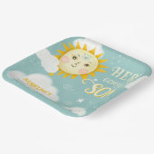 レトロお洒落サンこ来この息子の赤ちゃんシャワー ペーパープレート (傾斜あり)