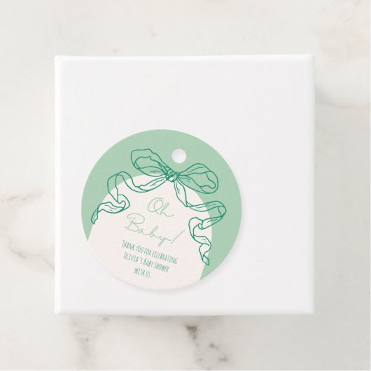 レトロお洒落セージ手引き弓ベビーシャワー フェイバータグ (インサイチュ)