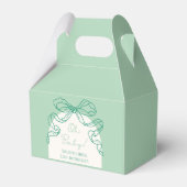 レトロお洒落セージ手引き弓ベビーシャワー フェイバーボックス (正面サイド)