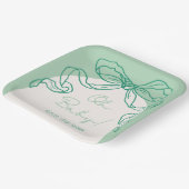 レトロお洒落セージ手引き弓ベビーシャワー ペーパープレート (傾斜あり)