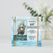 レトロお洒落セーラー誕生日パーティーへの招待 招待状 (スタンド正面)