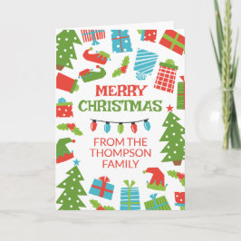 レトロお洒落ツリーギフト写真メリークリスマス カード