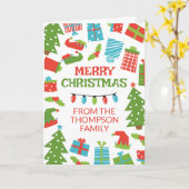 レトロお洒落ツリーギフト写真メリークリスマス カード (黄色い花)