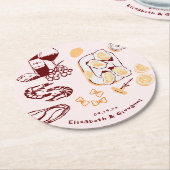 レトロお洒落ドードルアート | 結婚s ラウンドペーパーコースター (アングル)