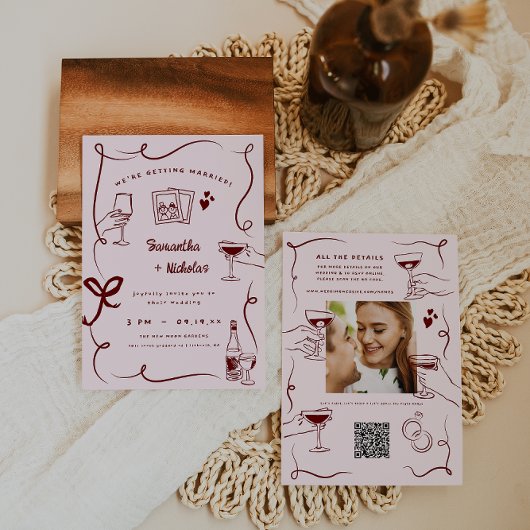 レトロお洒落ドードルアート | 結婚s 招待状