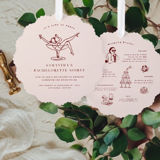 レトロお洒落ドードル |バチェロレッテ週末 オーナメントカード