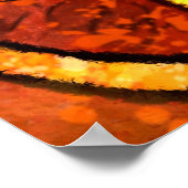 レトロお洒落ネコ子猫フローライエローレッドオレンジ ポスター (角)